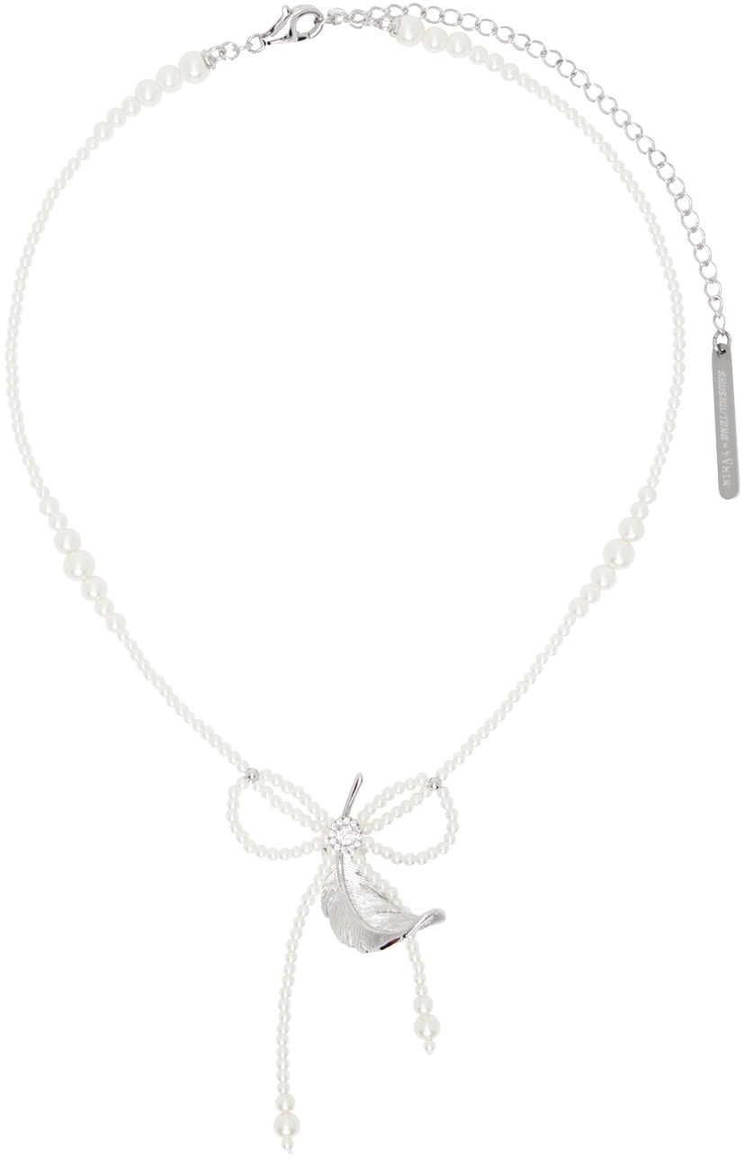 Halsband SHUSHU/TONG YVMIN Edition Pearl Tassel Feather Necklace Vit | 24829SLV00NN
