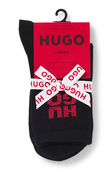 Strumpor BOSS Two-pack of short-length socks with sparkly logos Svart | 50524283, 1