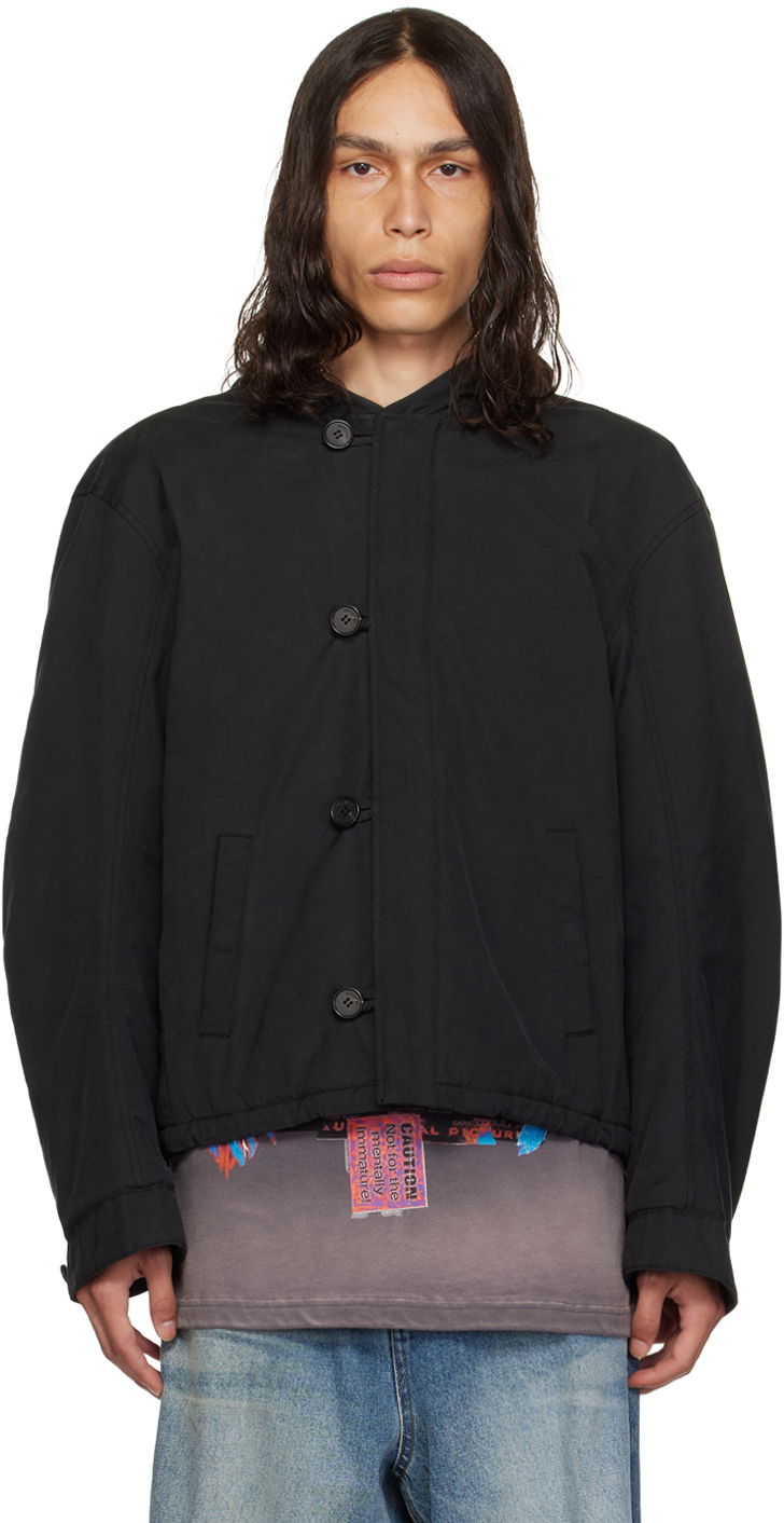 Bomberjacka We11done Sortie Buttoned Neckline Jacket Svart | WD-JK3-23-052-U-BK