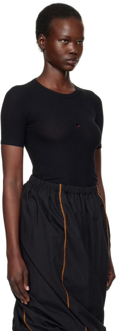 T-shirt Baserange Heart Cutout Ribbed T-Shirt Svart | TOHS-RB-000, 1
