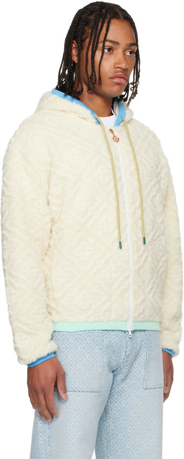 Jacka Casablanca Monogram Fleece Hooded Jacket Vit | MPF25-JTP-373-01, 3