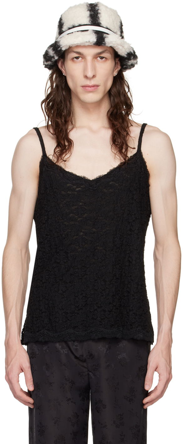 Linne Anna Sui Floral Lace Tank Top Svart | M1023J21
