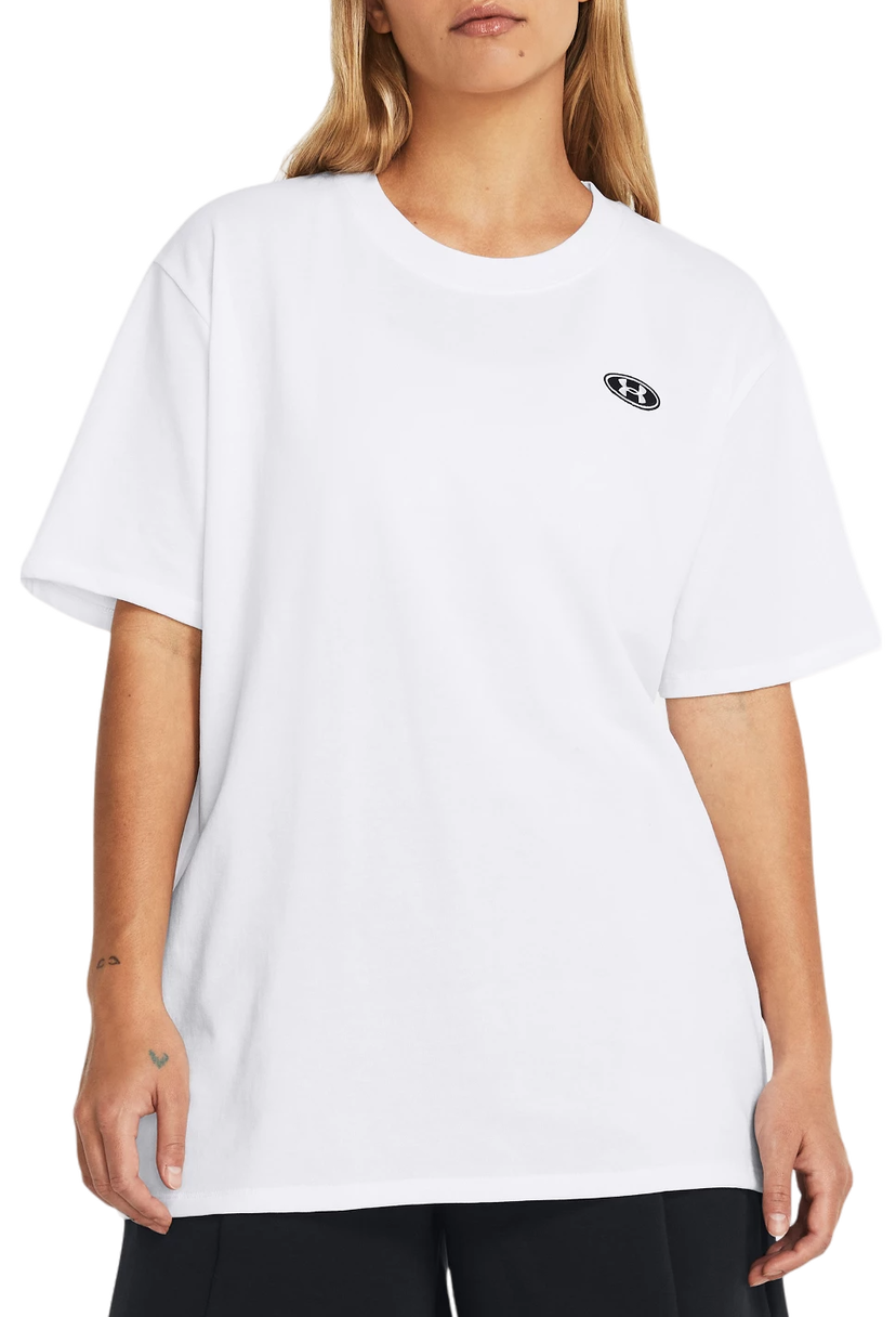 T-shirt Under Armour Heavyweight Embroidered Patch Boyfriend Oversized Vit | 1383045-100