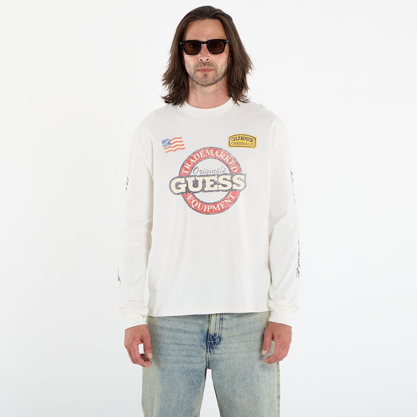 T-shirt GUESS Guess Originals International Race Long Sleeve T-Shirt Vit | M5YI56K8FQ4-G053