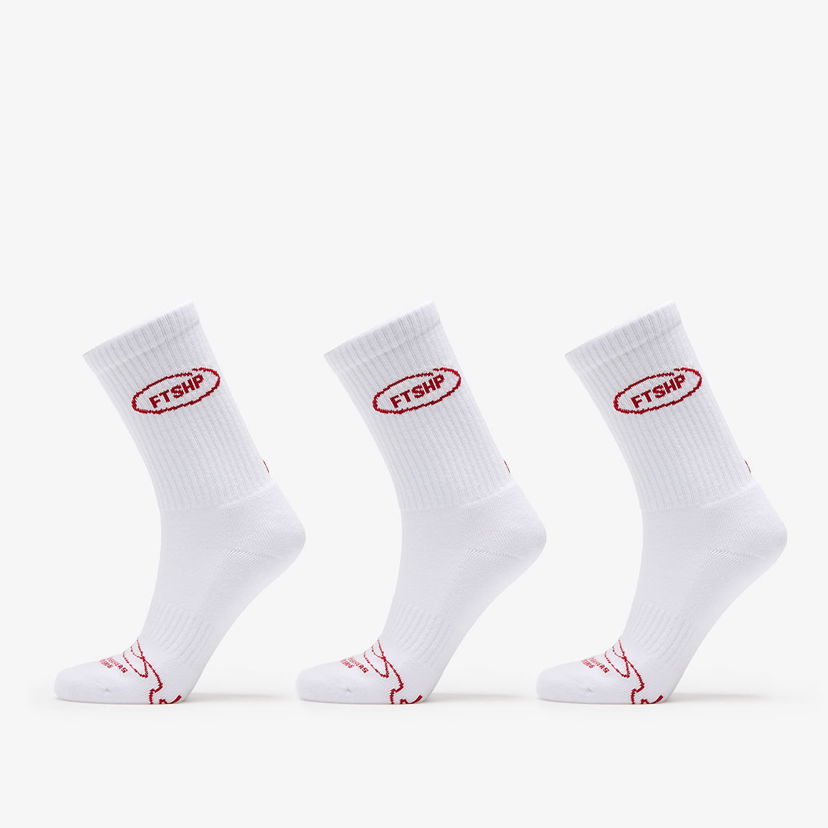 Strumpor Footshop Basic Crew Socks 3-Pack White Vit | FTSHP_357