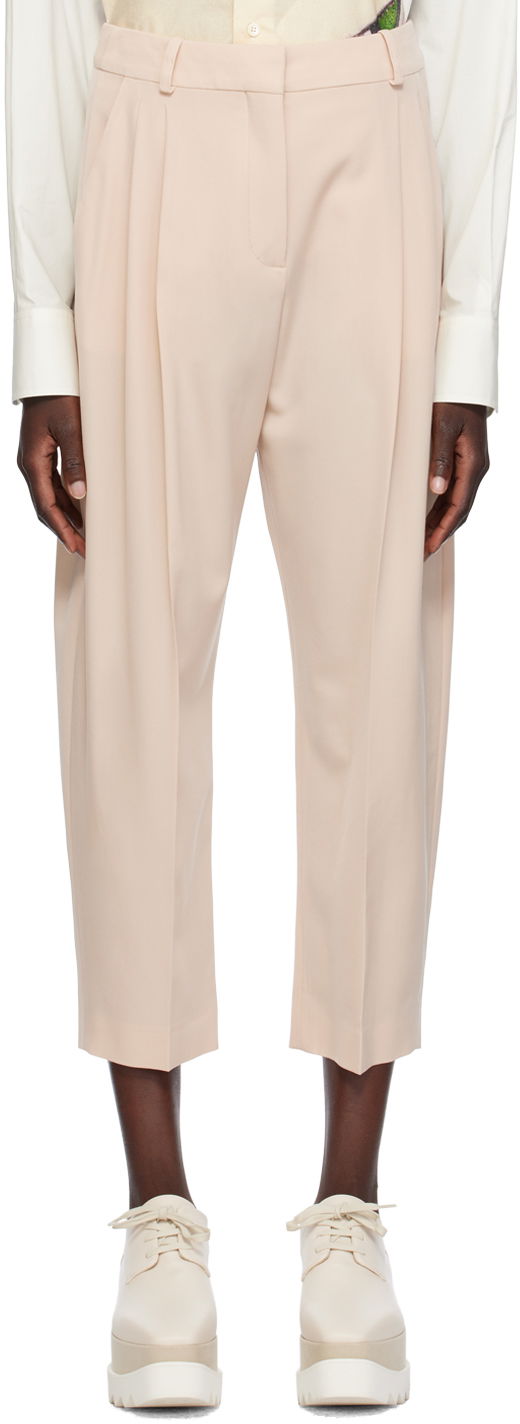 Byxor Stella McCartney Stella McCartney Pleated Cropped Trousers Rosa | 5919643CU704