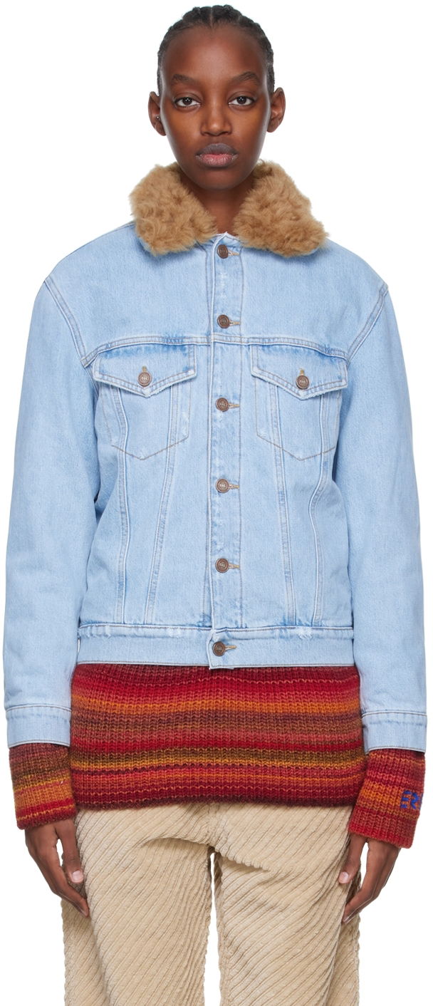 Jacka ERL ERL Faux Shearling Denim Jacket Blå | ERL04J007