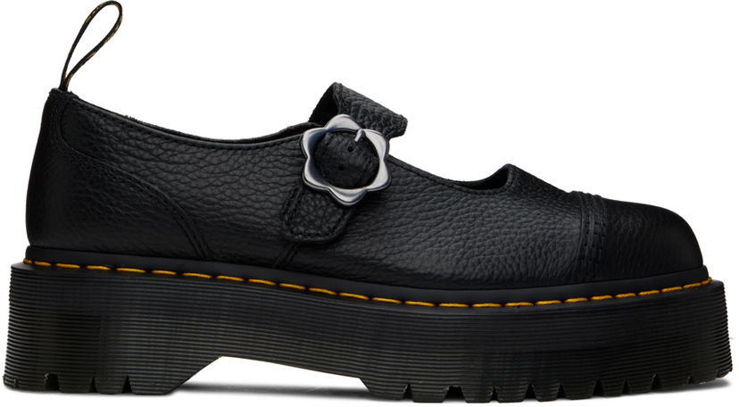 Kläder Dr. Martens Dr. Martens Addina Flower Buckle Leather Platform Oxfords Svart | 27644001