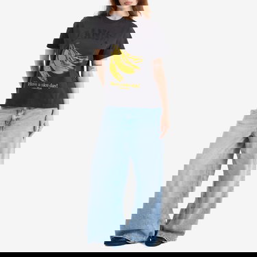 T-shirt GANNI GANNI Banana Print T-Shirt with Rhinestones Svart | T4238-252, 4