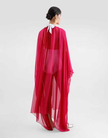 Klä Dolce & Gabbana Dolce & Gabbana Silk Chiffon Caftan with Drawstring Röd | F6JFUTFU1ATF4079, 2