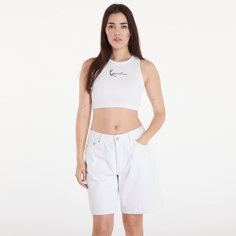 Linne Karl Kani Top Small Signature Essential Racer Rib Top White Vit | KW-TP011-002-01
