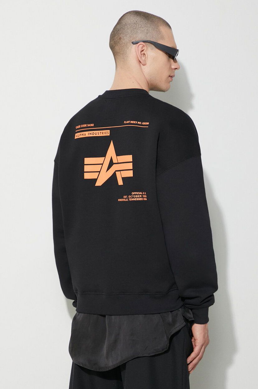 Sweatshirt Alpha Industries Logo Print Sweatshirt Svart | 146304