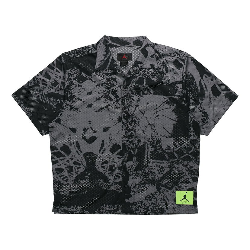 Skjorta Jordan Jordan Flight Knitted Printed Wide Loose Basketball Short Sleeve Shirt Svart | CZ4736-010