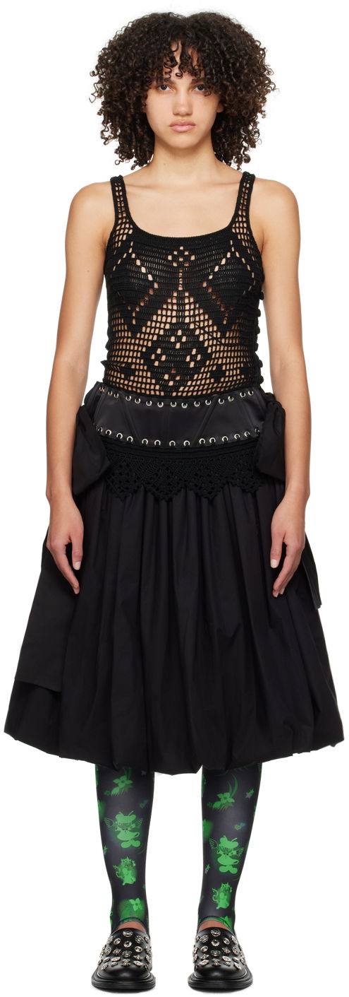 Klä Chopova Lowena Gentry Crochet Detail Bubble Midi Dress Svart | 1317