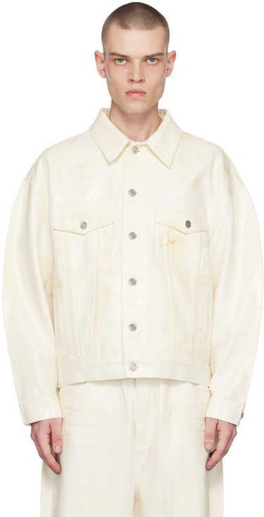 Jacka We11done We11done Foil Coated Trucker Jacket Vit | WD-DJ1-23-318-U-WH, 0