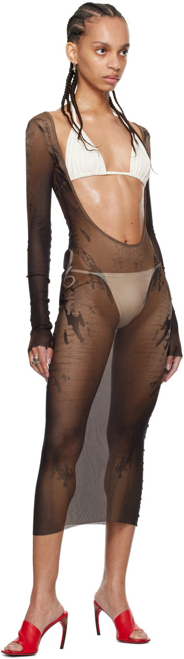 Klä Jean Paul Gaultier Jean Paul Gaultier Shayne Oliver Edition Mesh Midi Dress Brun | 24/27-F-RO180-T550-6700, 4