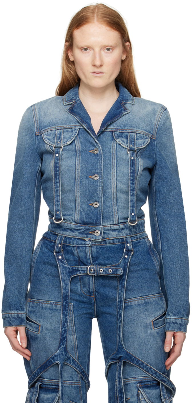 Jacka Off-White Blue Cargo Denim Jacket Blå | OWYE052C99DEN0014500
