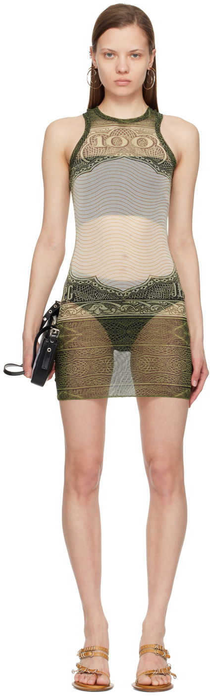 Klä Jean Paul Gaultier Jean Paul Gaultier 'The Cartouche' Sheer Minidress Grön | 24/25-F-RO157-T515-400300156