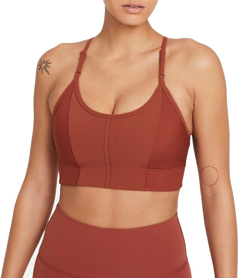 Behå Nike Nike Yoga Dri-FIT Indy Light-Support Padded Longline Sports Bra Brun | dd1183-670
