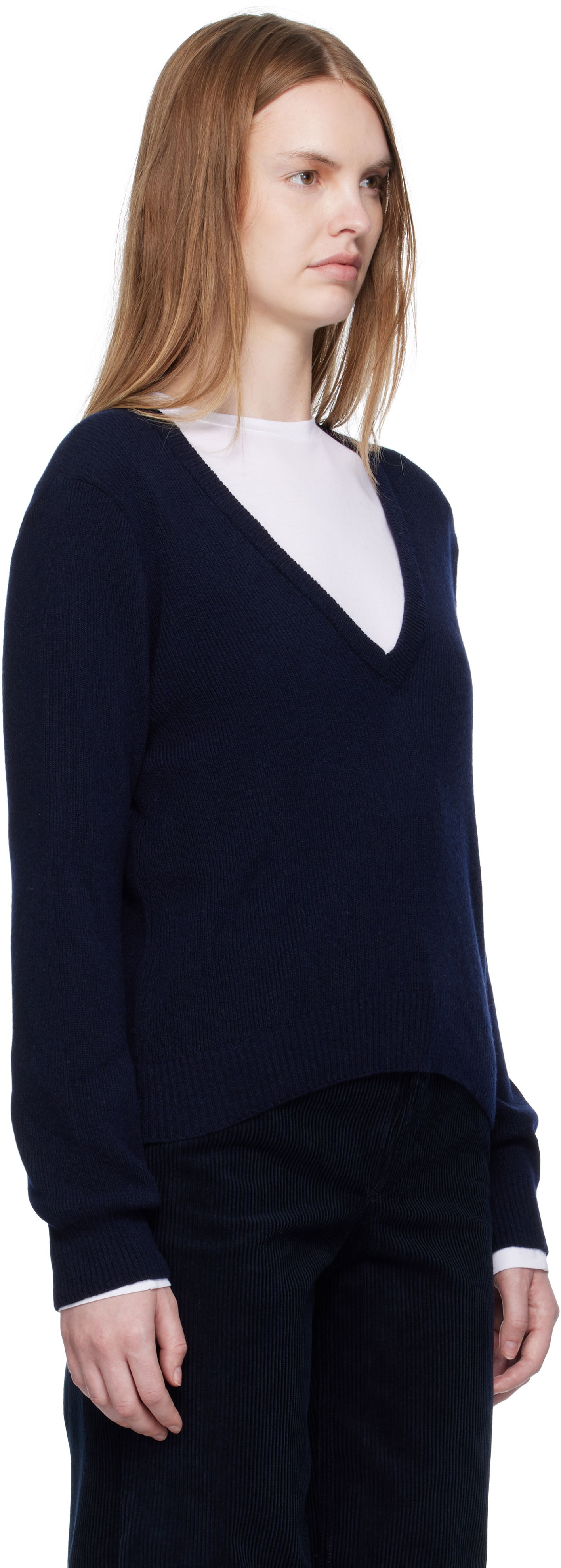 Sweater A.P.C. A.P.C. Anae V-Neck Sweater Mörkblå | WOASA-F23429, 1