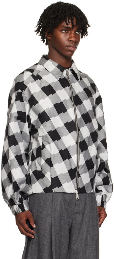 Bomberjacka ADER ERROR Check Print Zip-Up Jacket Svart | BMADFWJK1001WH, 4