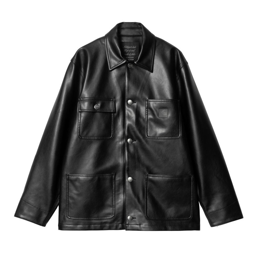 Jacka Carhartt WIP Faux Leather Chore Jacket Svart | I034447_4