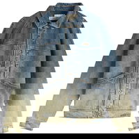 Dime Dipped Sandblasted Denim Jacket, Size Large