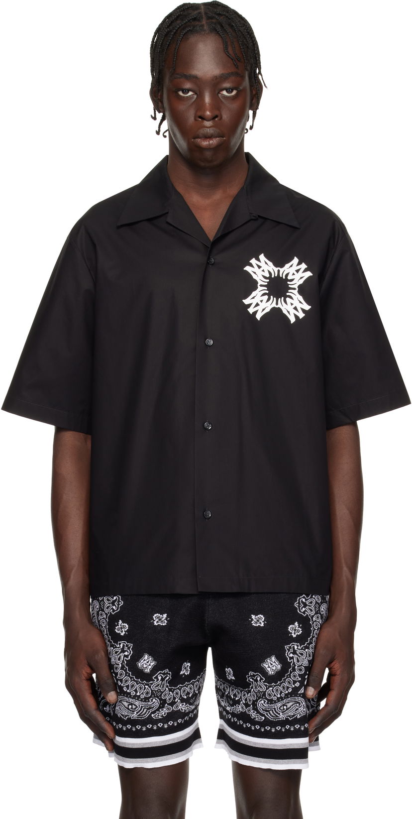 Skjorta AMIRI Quad Logo Print Bowling Shirt Svart | AMSTCA1075