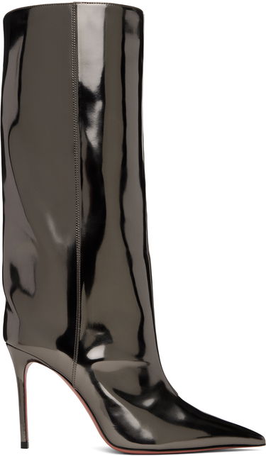 Sneakers och skor Amina Muaddi Fiona 95 Metallic Leather Tall Boots Svart | FIONA BOOT 95, 0