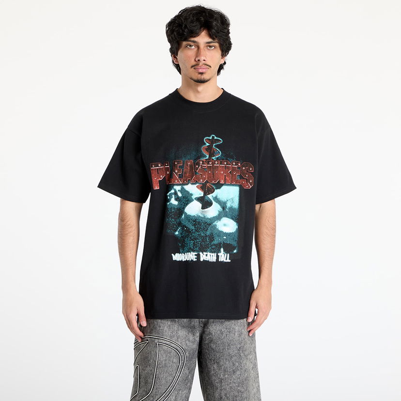 T-shirt Pleasures PLEASURES Migraine Graphic Tee Svart | P25SU056 BLACK
