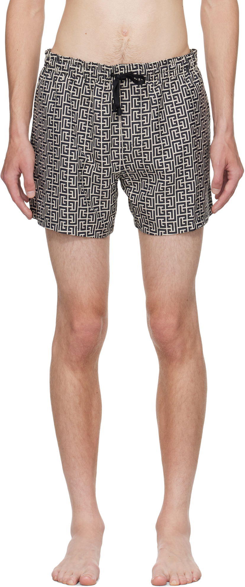 Badkläder Balmain Balmain Monogram Swim Shorts Beige | BWB641500