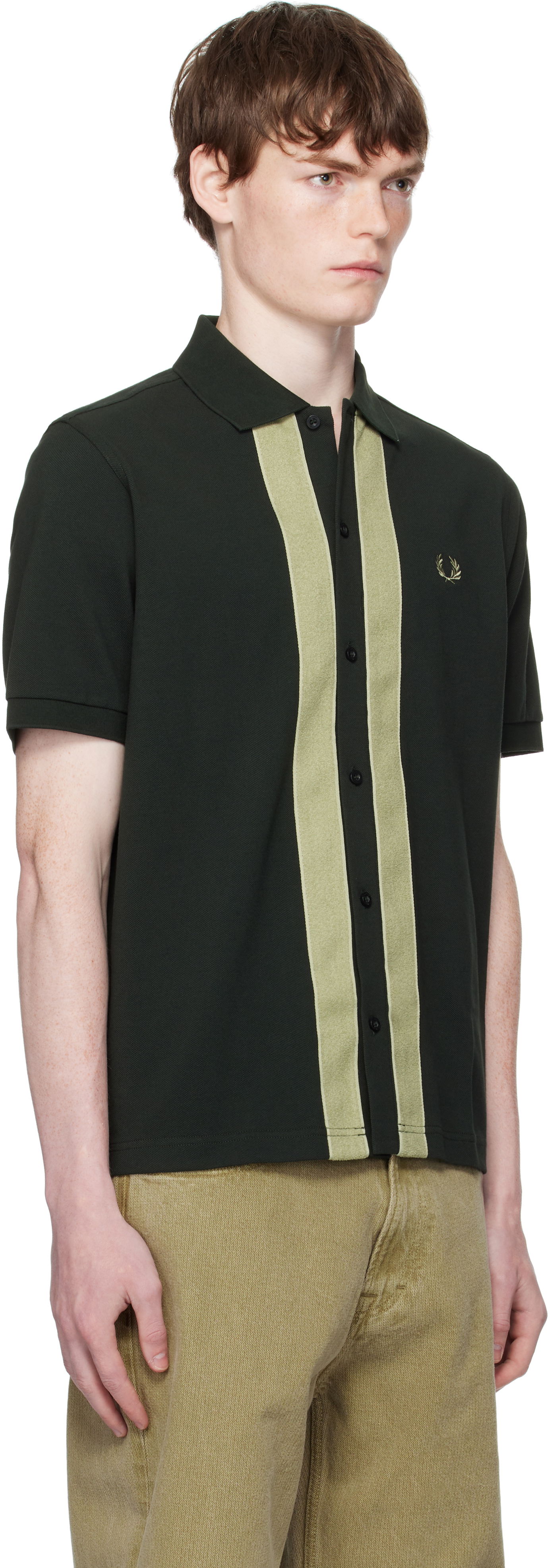 Polotröja Fred Perry Fred Perry Chenille Tape Button Through Polo Grön | M9907, 1
