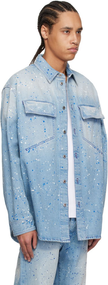 Skjorta Off-White Off-White Paint Splatter Denim Shirt Blå | OMYD05HS25DEN0024684, 1