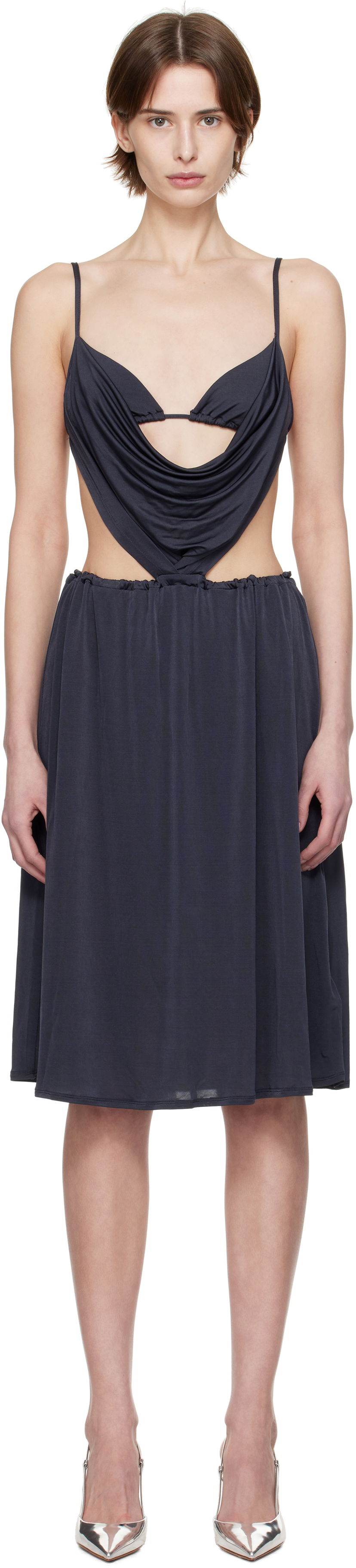Klä Diesel Diesel D-Showomen Cowl Neck Midi Dress Mörkblå | A17621 0QMAX