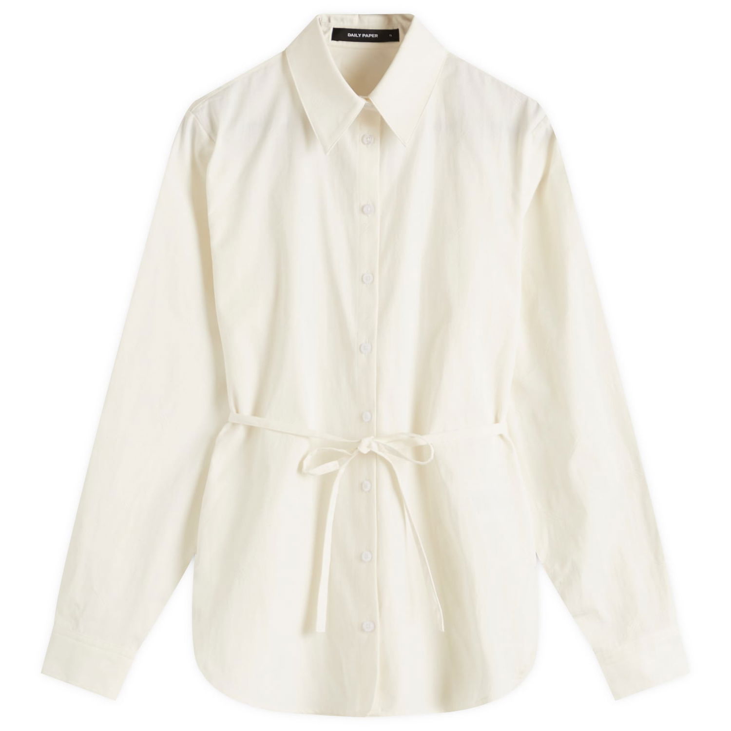 Skjorta DAILY PAPER Daily Paper Women's Button-Up Shirt with Tie Waist, Size Large Vit | 2511103, 0