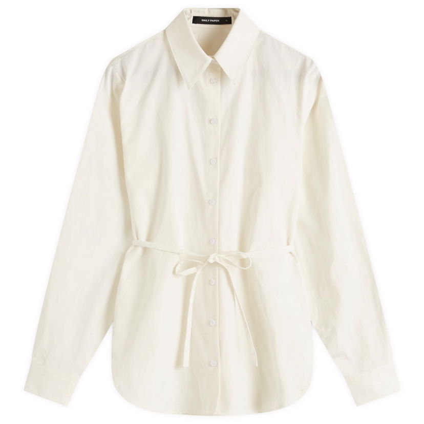 Skjorta DAILY PAPER Daily Paper Women's Button-Up Shirt with Tie Waist, Size Large Vit | 2511103