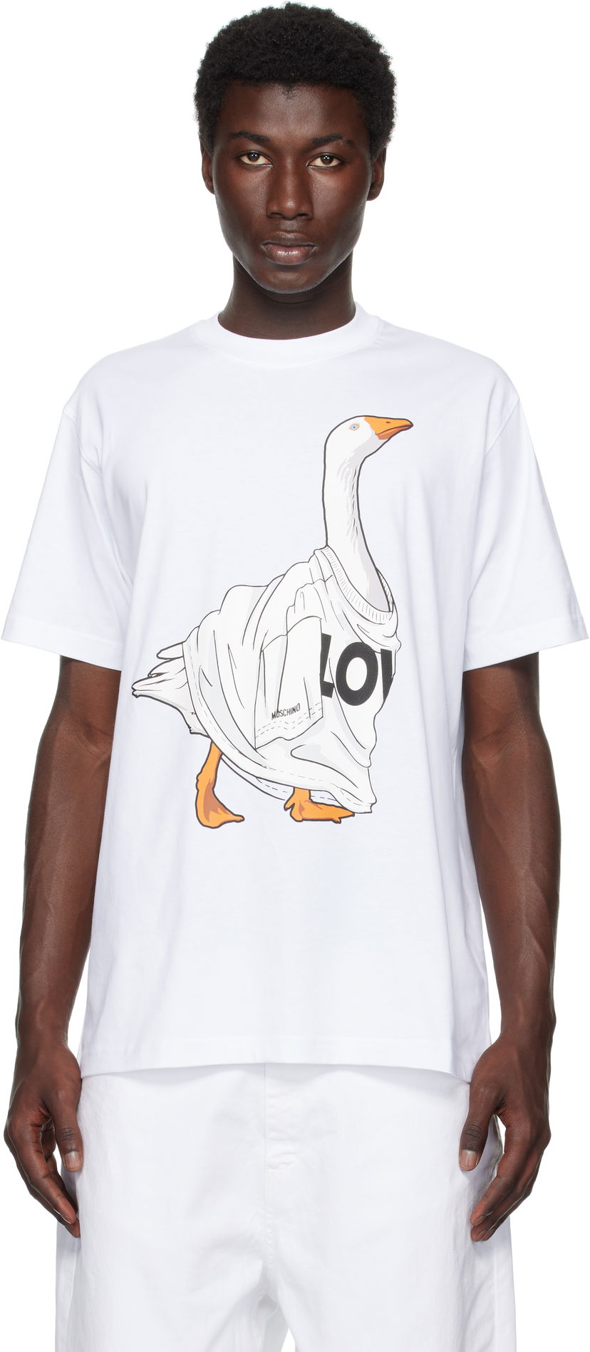 T-shirt Moschino Moschino Goose Graphic Organic Cotton T-Shirt Vit | 252ZZ071152411001