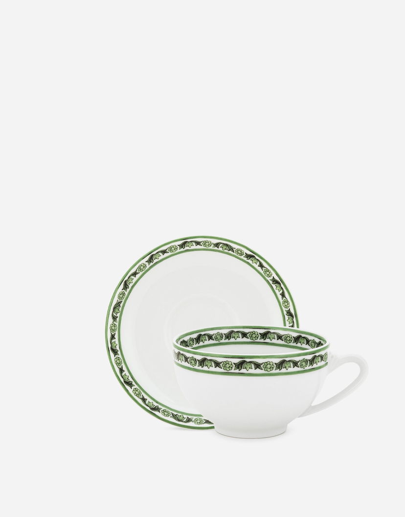 Heminredning Dolce & Gabbana Porcelain Teacup And Saucer Set Grön | TC0S13TCALIUV028