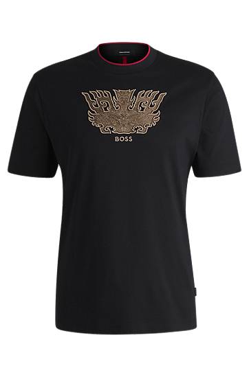 T-shirt BOSS BOSS Creation of the Gods T-Shirt with Taotie Embroidery Svart | 50533822