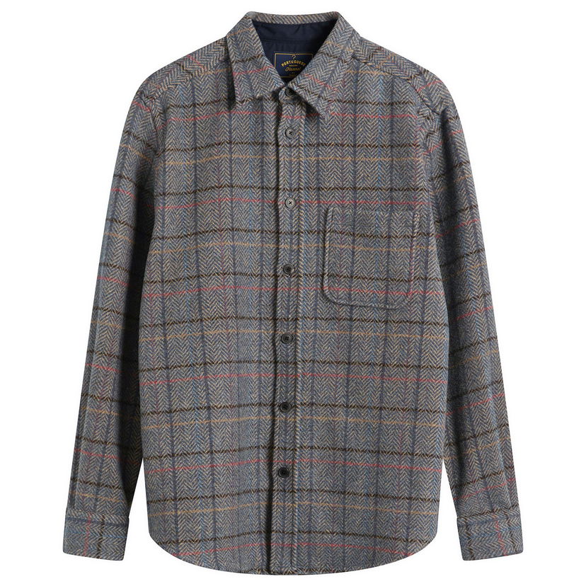 Skjorta Portuguese Flannel Flannel Herringbone Plaid Overshirt Flerfärgad | AW25076-GRY