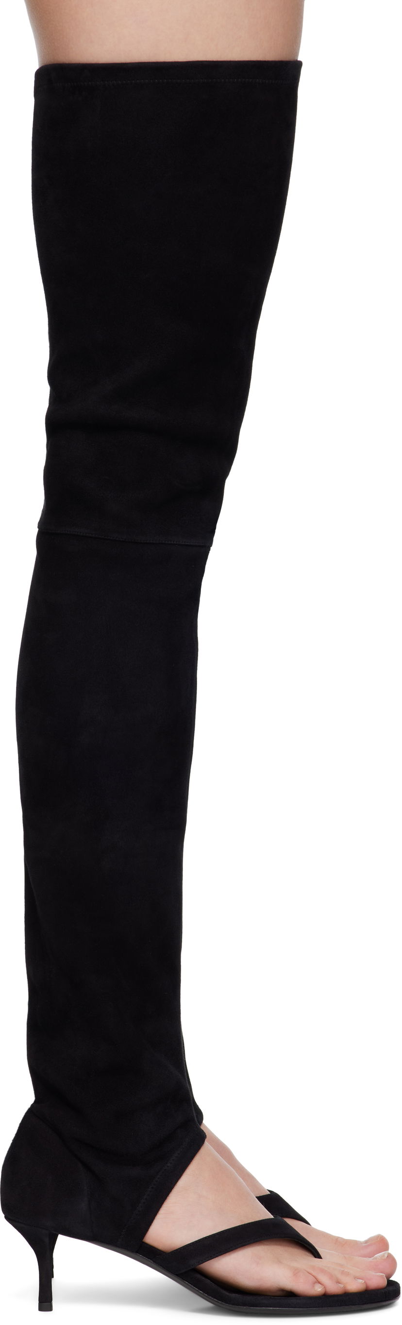 Kläder Alaïa ALAÏA Stretch Suede Tall Thong Boots Svart | AA3O057CK311