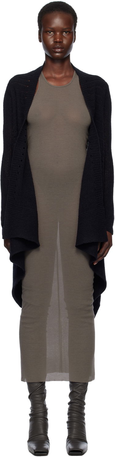Sweater Rick Owens Rick Owens Hollywood Medium Wrap Cardigan Svart | RP01E7642 KGRID, 0