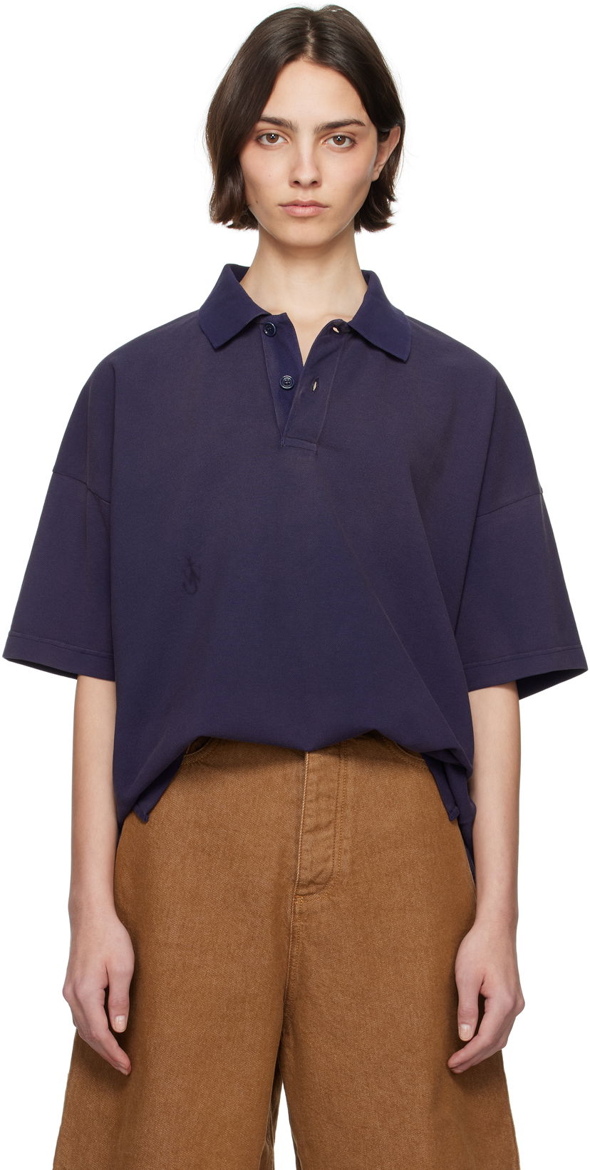 Polotröja JW Anderson JW Anderson Anchor Print Polo Mörkblå | JO0269-PG1808