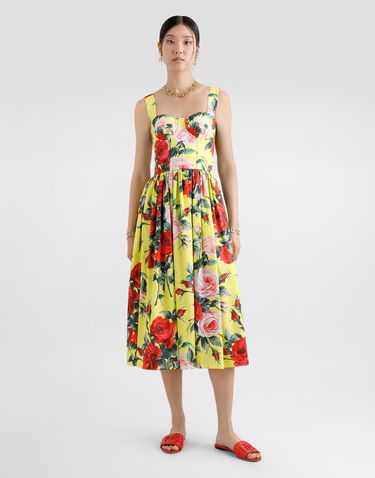 Klä Dolce & Gabbana Dolce & Gabbana Rose Print Cotton Midi Sundress Gul | F6ZT1THS5TFHG5JD, 1