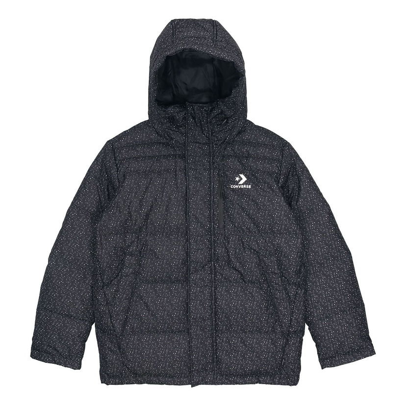 Pufferjacka Converse All-Over-Print Down Fill Puffer Jacket Svart | 10019322-A02