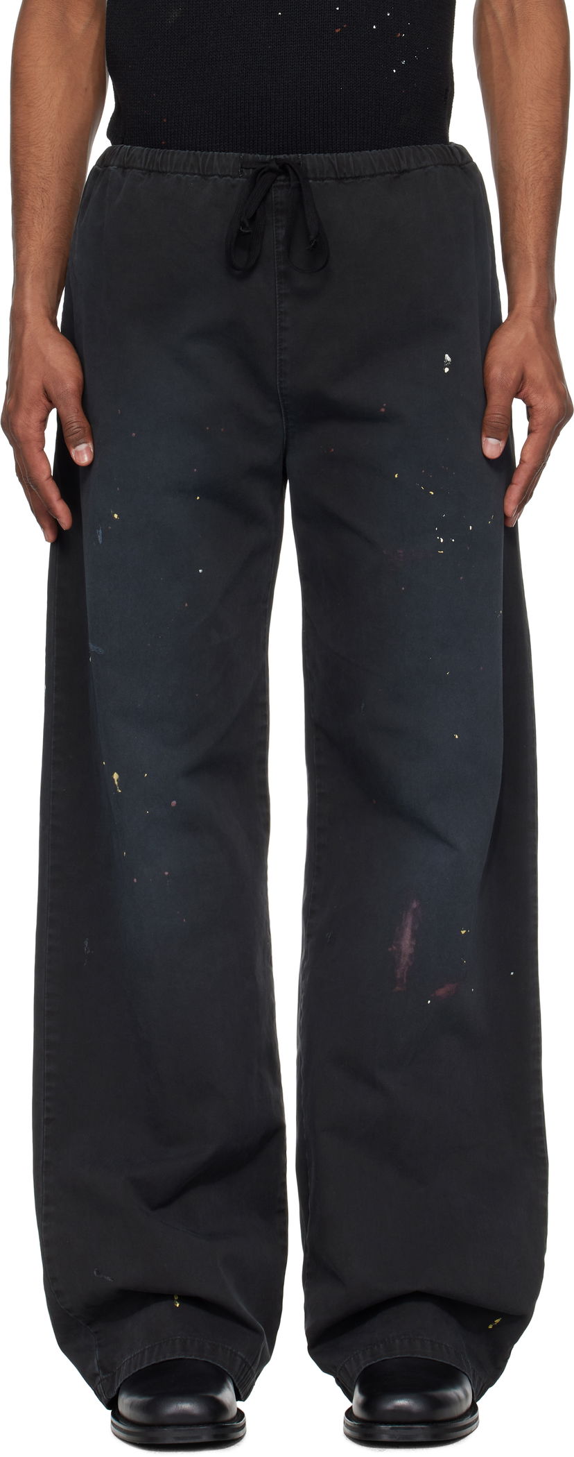 Träningsbyxor Maison Margiela MM6 Maison Margiela Cotton Paint Splatter Trousers Svart | SH2KA0030 M35435