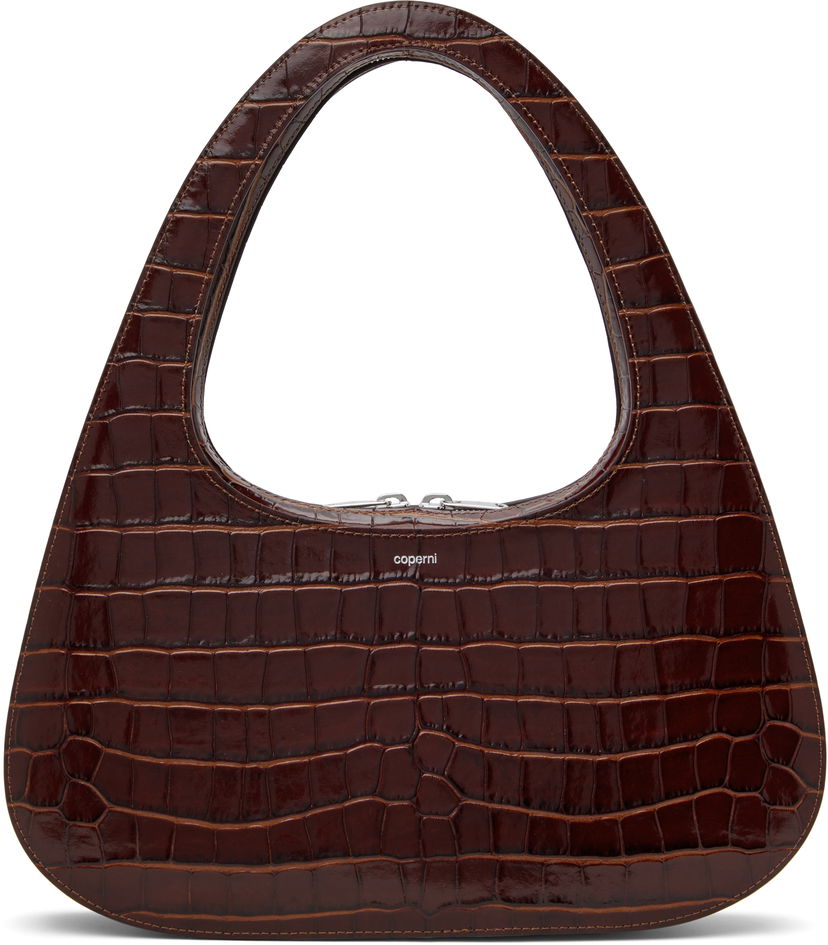 Handväska Coperni Coperni Croco Embossed Large Swipe Baguette Bag Brun | COPBA85F6032