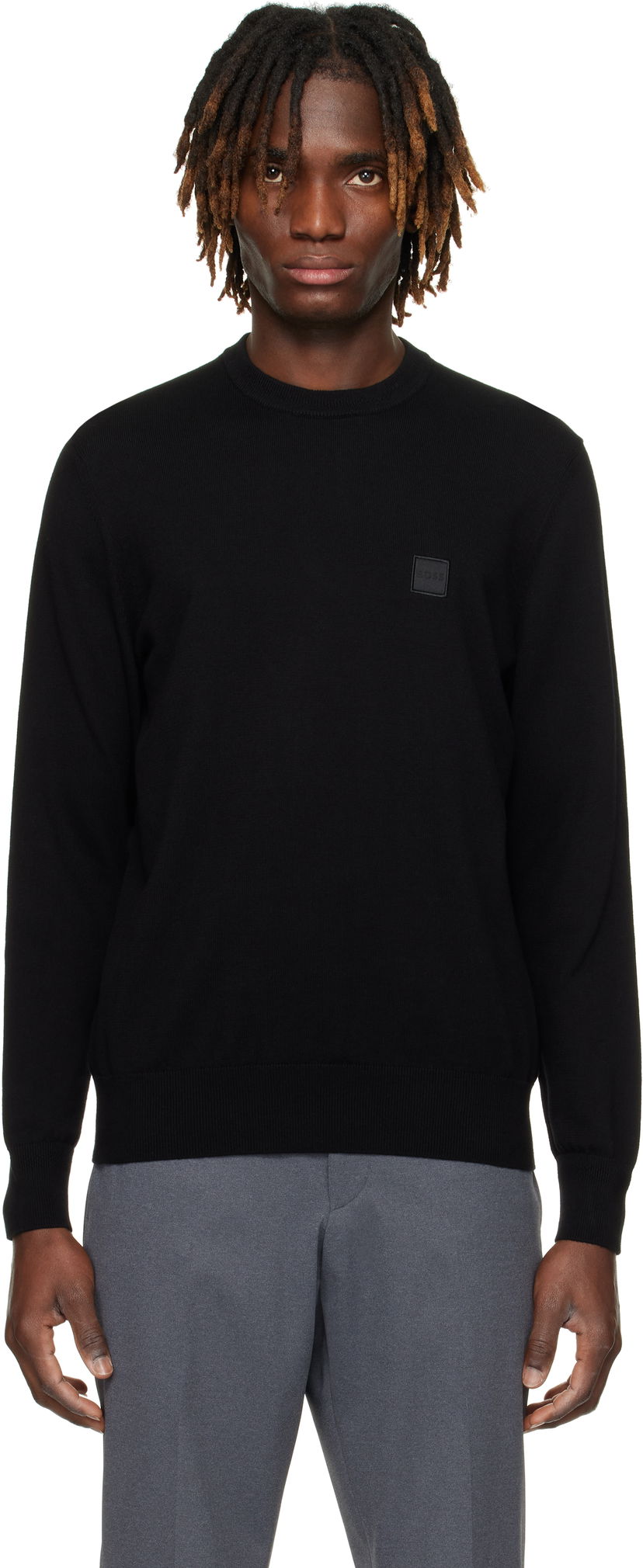 Sweater BOSS BOSS Cotton-Cashmere Regular-Fit Sweater Svart | 50527583
