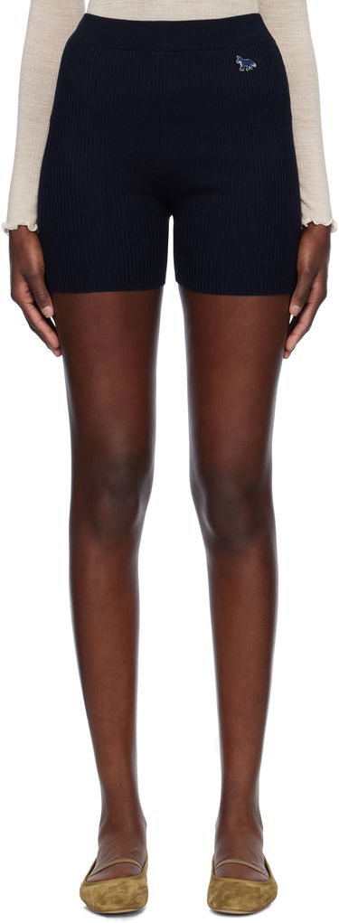 Shorts MAISON KITSUNÉ Maison Kitsuné Baby Fox Patch Fine Ribbed Shorts Mörkblå | OW01116KT1091, 0