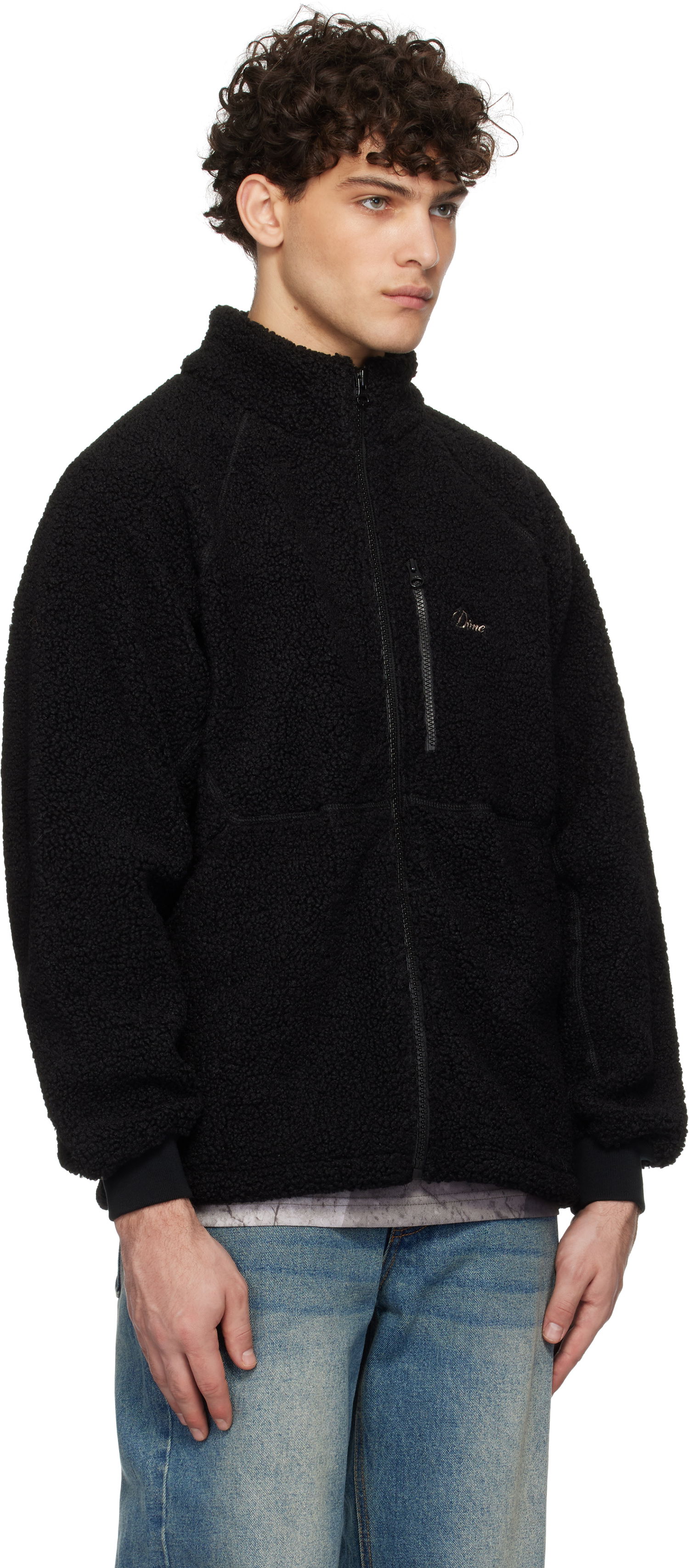 Sweatshirt Dime Sherpa Zip Fleece Jacket Svart | DIMEHO246BLK, 1